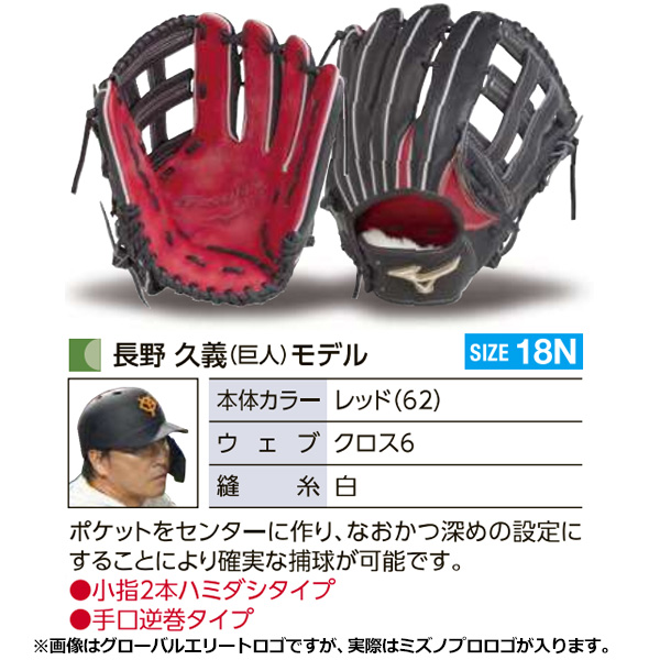 【限定モデル】ミズノ 軟式用 外野手用 大人用 グローブ ミズノプロ オーダーグラブ 軟式グローブ 基本モデル 長野久義モデル